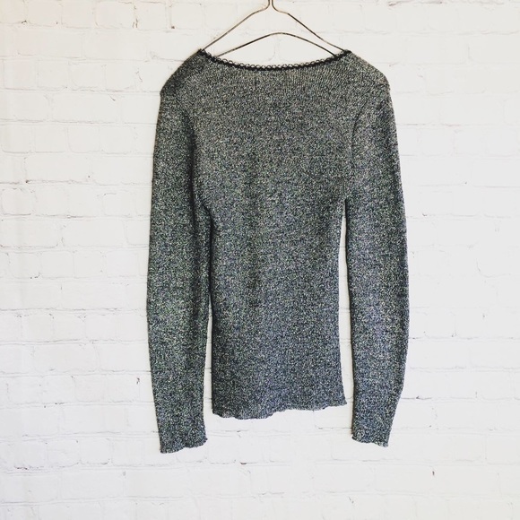 90’s JC Penny fashion sliver stretchy top - Picture 2 of 5